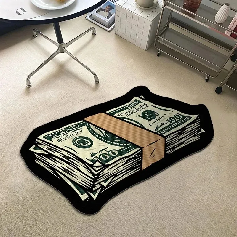 VIKAMA Fashion Dollar Print Floor Mat - Soft and Slip-resistant Entry Door Mat for Bedroom Side Cushion - Home Decoration