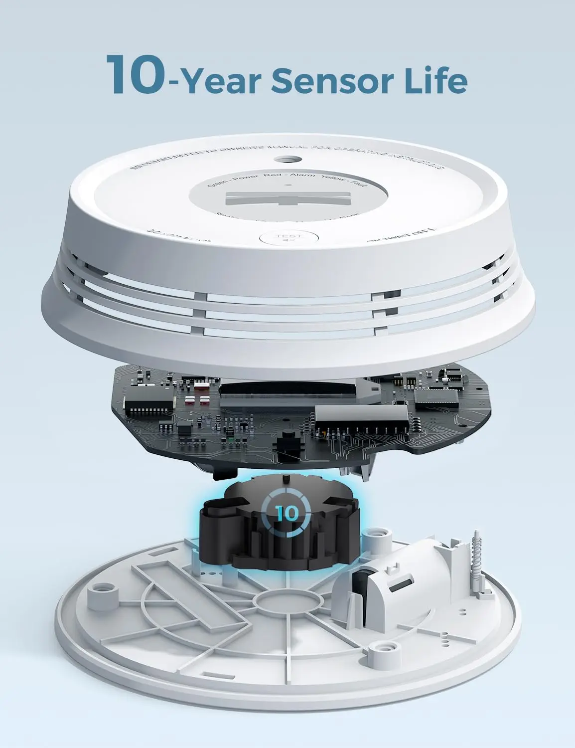 Smoke Carbon Monoxide Detector, Interlinked Combination Smoke CO Alarm, Battery Powered, Wireless Interconnected, Digital Disp