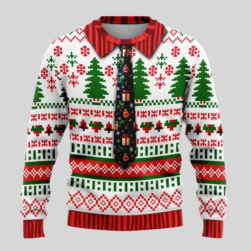 بلوفرات عيد الميلاد للخريف والشتاء سترات قبيحة للرجال والنساء ثلاثية الأبعاد برقبة دائرية ملابس عيد الميلاد غير رسمية وعصرية #3