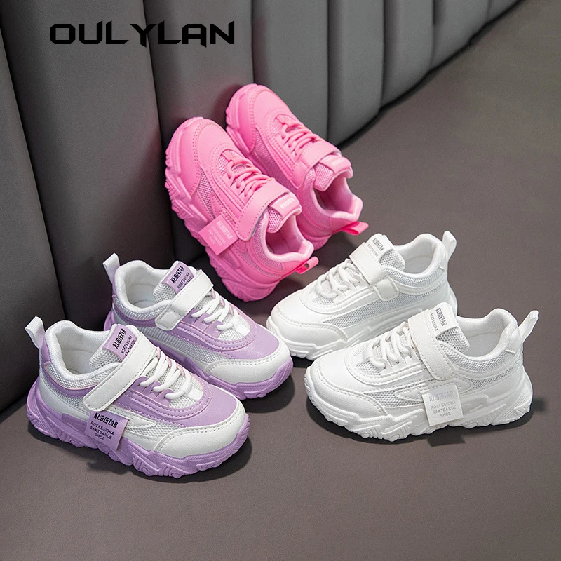 

2024 Summer Spring Sneakers School Leather Shoes Outwear Breathable Running Shoes kids Soft Tenis Purple Pink Non-slip Shoes