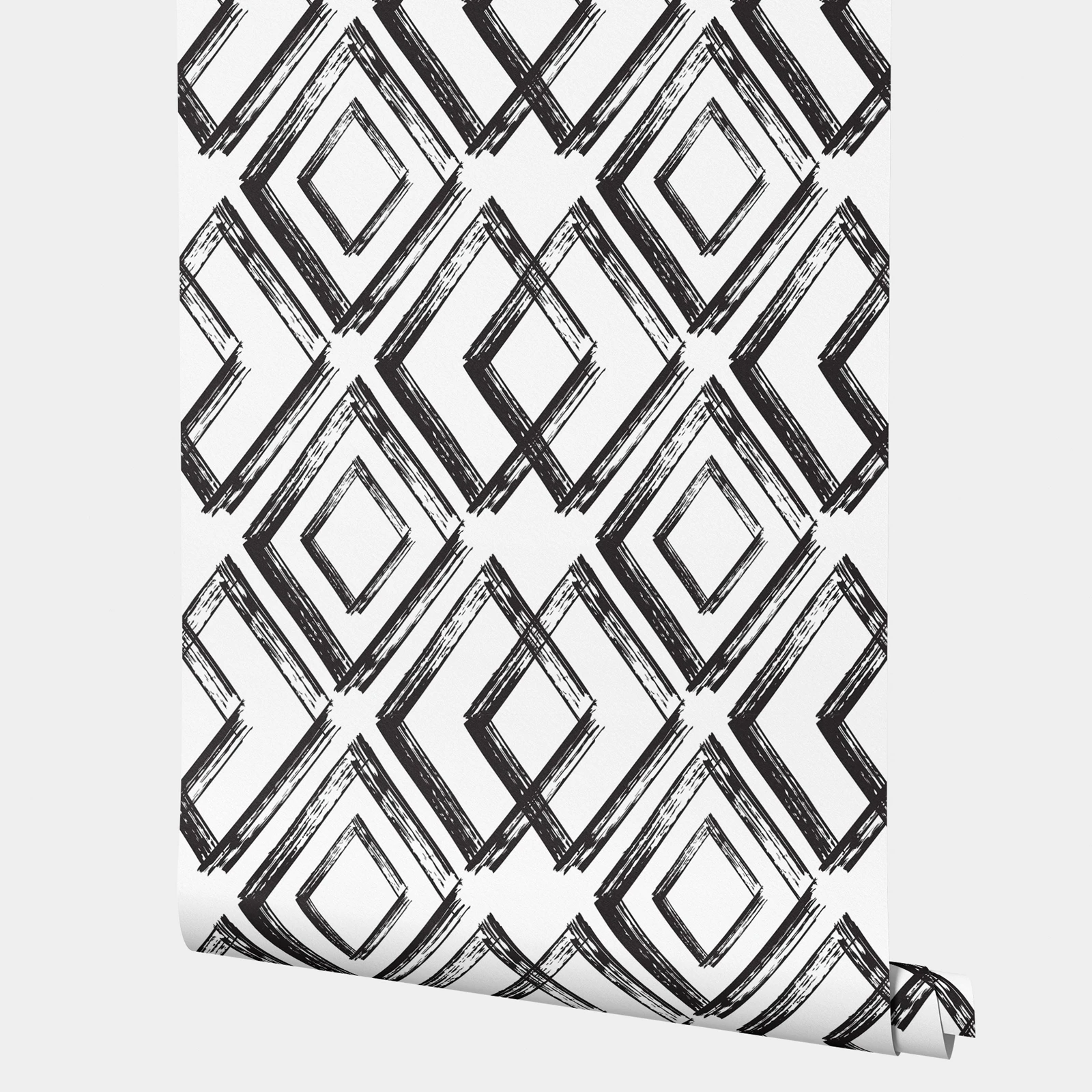 Stylish Black And White Diamond Shaped Wallpaper For Home Decoration,High Quality Geometric Wallpapers Luxury For Wall,50*300cm