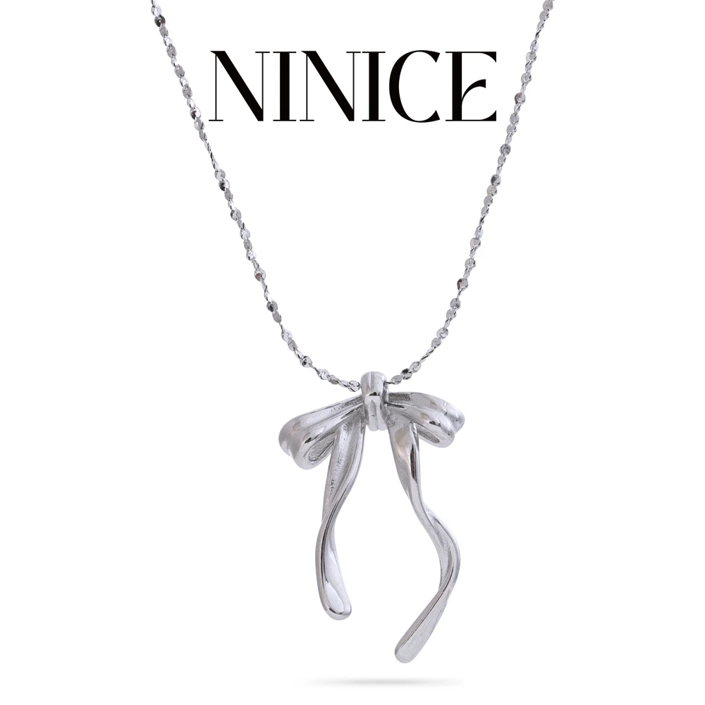 NiNice Original Necklace Women's Stainless Steel Pendant Selection Jewelry  Exquisite Fashion Luxury Designer Bow Shape
