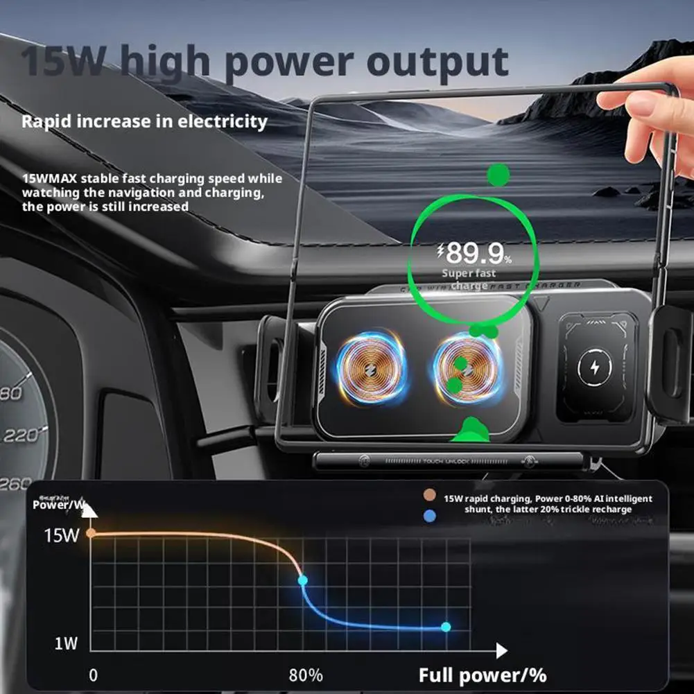 

New Car Folding Screen Phone Large-sized Holder Supports Suction Magnetic Car Charging Support Navigation Fast Wireless Bra T4H1