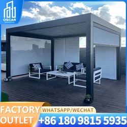 Hot style pergola bioclimatique aluminium pergola remote control motorized louvered roof pergola with electric control side