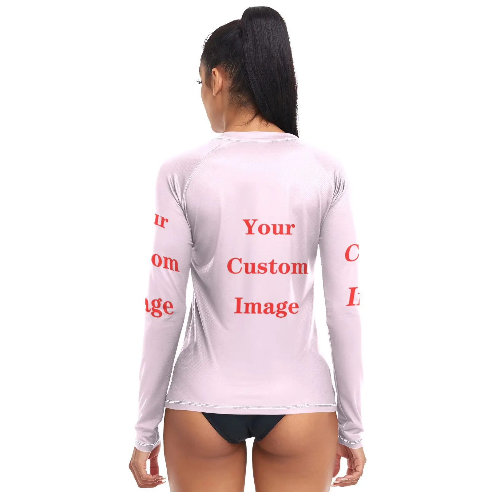 Women Long Sleeve Quick-drying Top Custom Image Rash Guard Surf Shirts Running Biking Rashguard Shirt Swimsuit UPF 50+ Beachwear