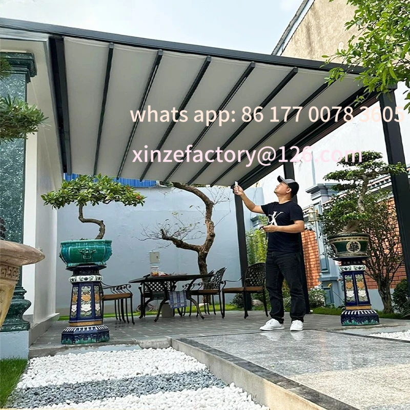

Customizable household balcony telescopic canopy canopy outdoor aluminum alloy push-pull awning terrace electric folding canopy