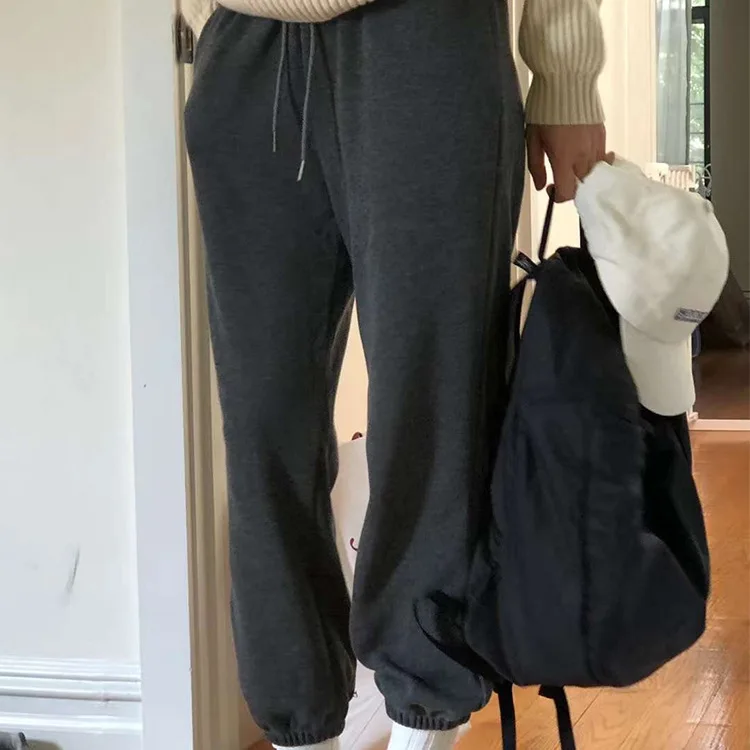 

Loose Dstring Sport Pants Women's Color Sweatpants Autumn New Arrival Dongda Gate Ouce High Waist Cotton Casual Pants