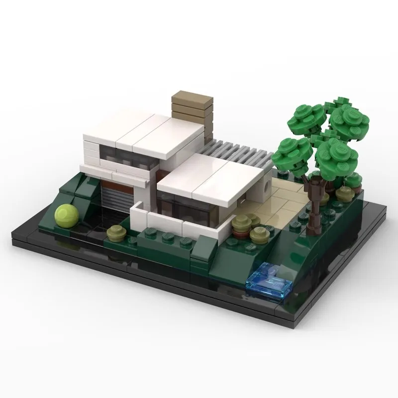 MOC Urban Architecture Street View Serie Baustein-Set Bauhaus Moderne Villa Modell Kinder Geburtstagsgeschenk Erwachsenen Sammlerstücke – Detail 1