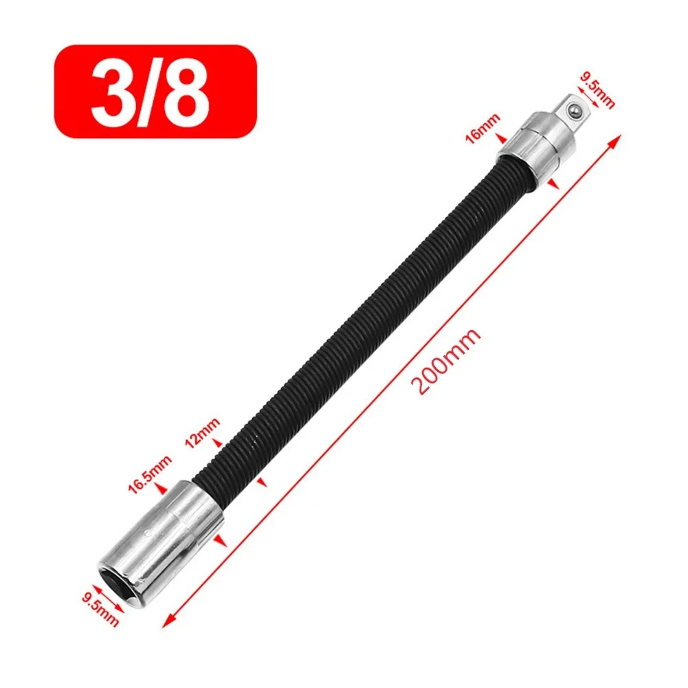1/4 3/8 1/2 Driver Extension Rod Metal Shaft Conversion Head Ratchet Wrench 1pc Black Flexible Square Interface