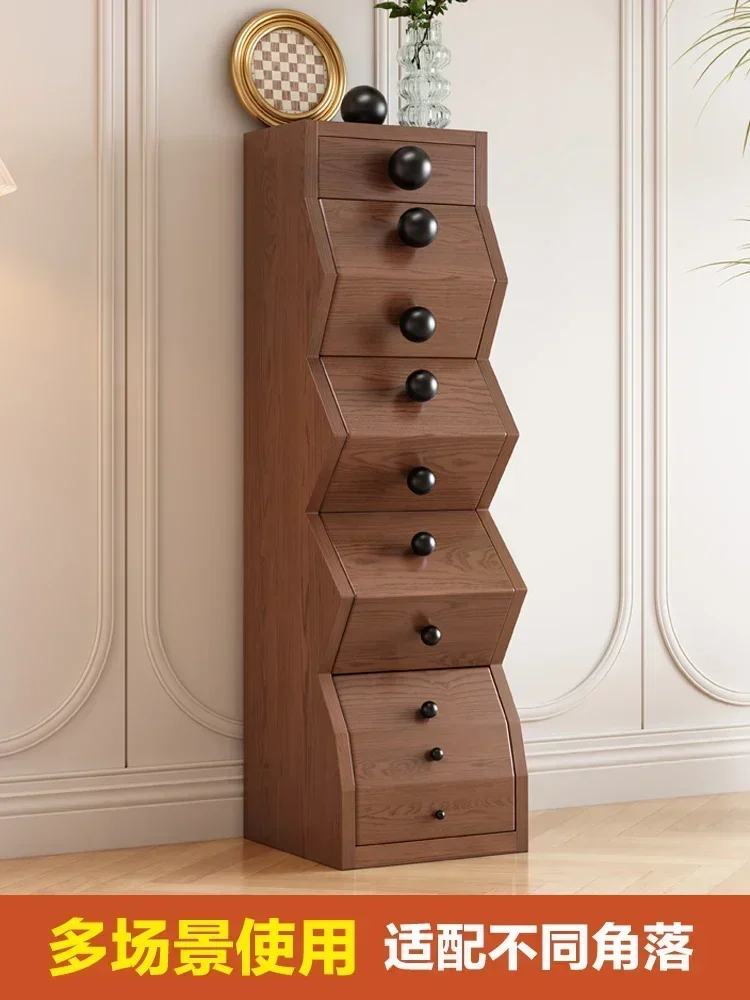 Mid-Ancient Side Cabinet Living Room Locker American Chest of Drawers Bedroom Storage Cabinet Design Special-Shaped Cabinet