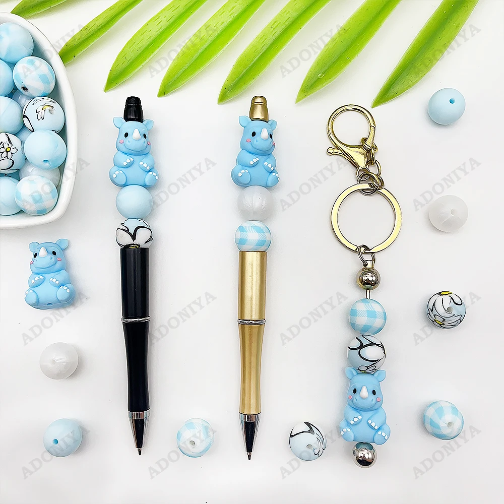 32-teiliges 3D-Nashorn-Serie Silikonperlen-Set für DIY-Halsketten, Armbänder, Stiftdekorationen, Schmuckanhänger usw. Feiertags-Geburtstagsgeschenk – Detail 6