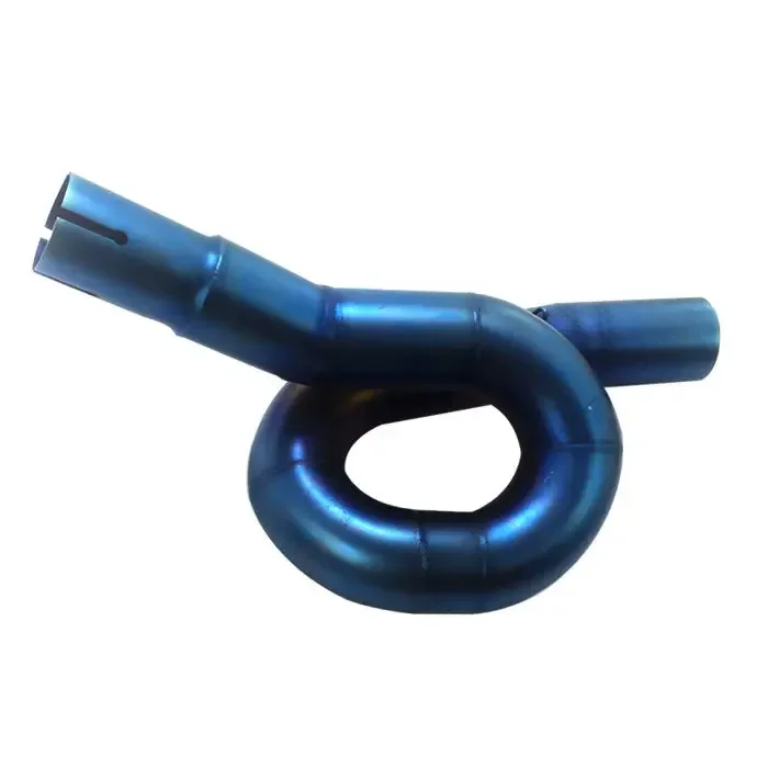 

Motorcycle Exhaust Pipe Modification, Side Exhaust Mid Section Rotating Blue Plating