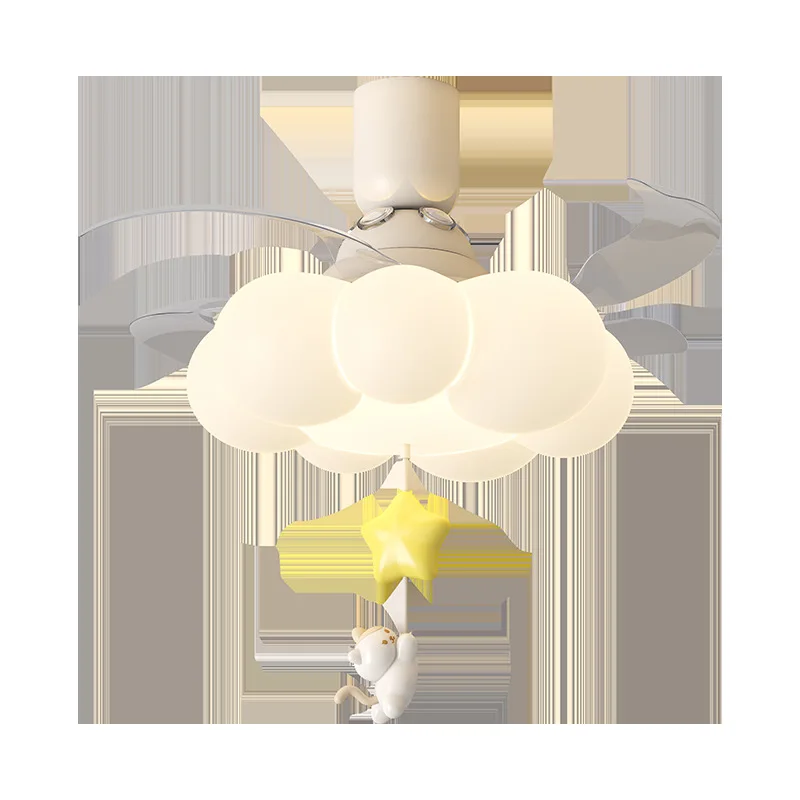 Living room fan lamp, cream-style children's room, bedroom new model projection, silent invisible integrated fan fixture