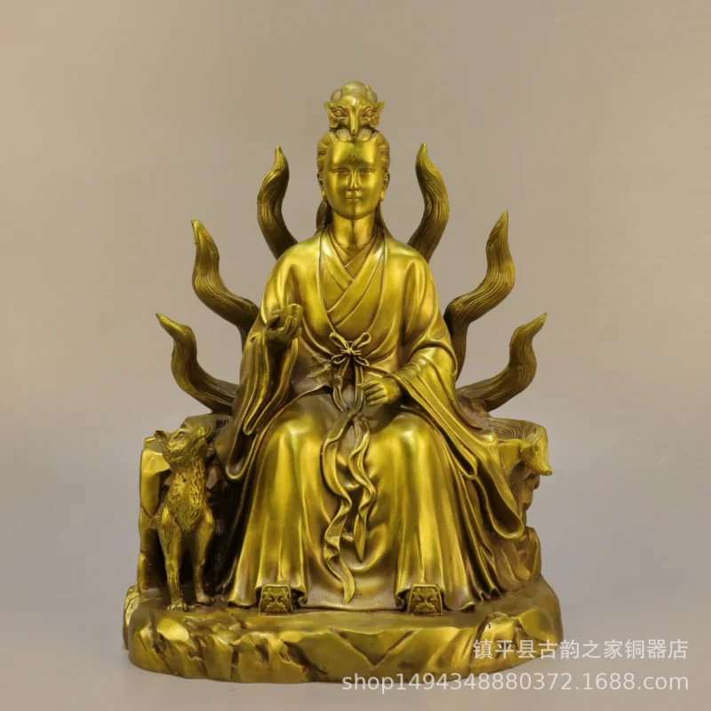 Brass Figure Buddha Statue Nine-tailed Male Female Fox Fairy height 30~68cm