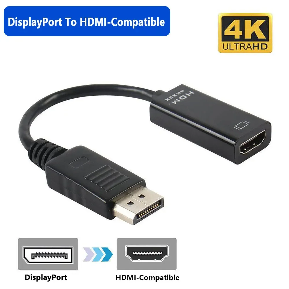 Переходник DP DisplayPort в HDMI, совместимый с HD TV, соединительный преобразователь видео 2K 4K 1080P для ПК, настольного ПК, ноутбука, телевизора, монитора, проектора