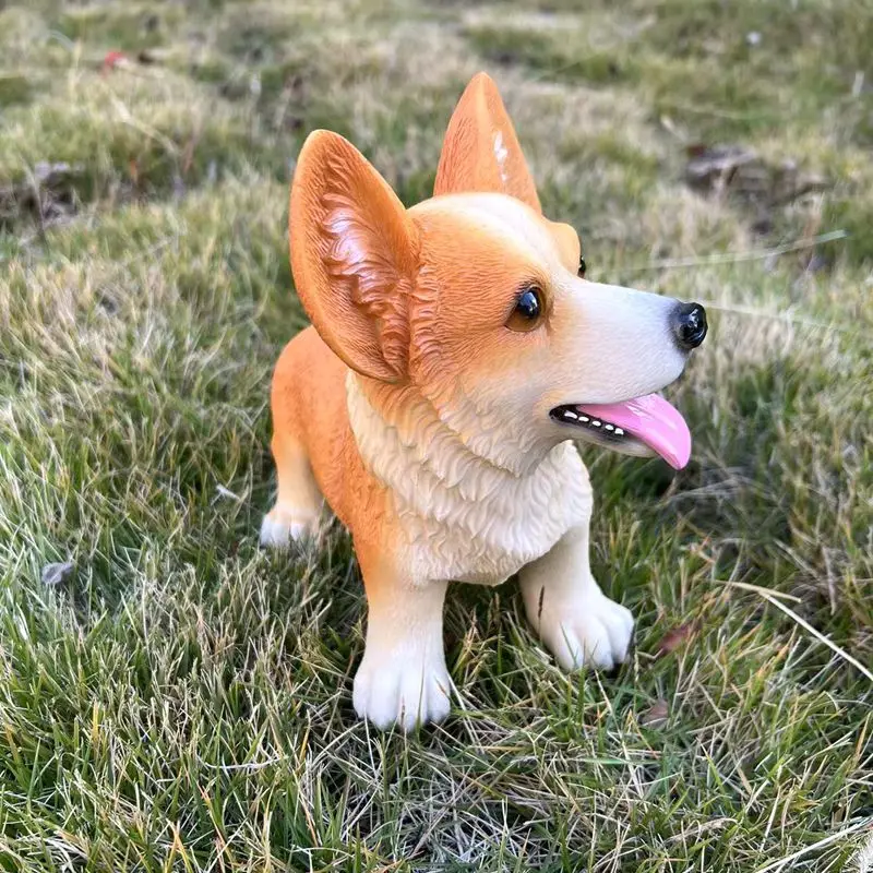 Dog Statue Yard Art Decor Creative Collection Realistic Garden Statue Resin Ornament Home Decoration