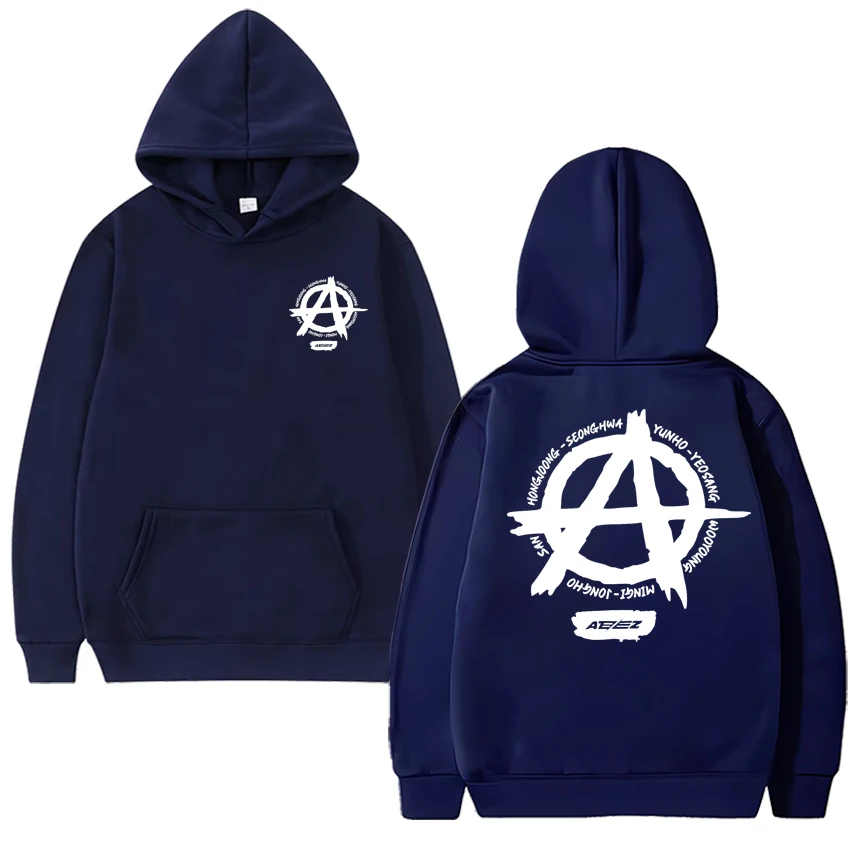 Kpop Ateez Double Sided Logo printed Hoodie Autumn Winter Men women Trend Y2k Sweatshirt Unisex Fleece Casual vintage pullovers