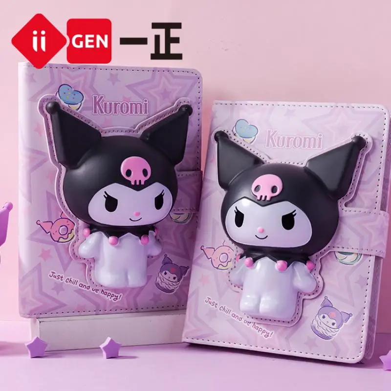 Cartoon Sanrioed Anime Kuromi Decompression Notebook Ins Kawaii Learning Stationery Hand Ledger Magnetic Buckle Holiday Gifts