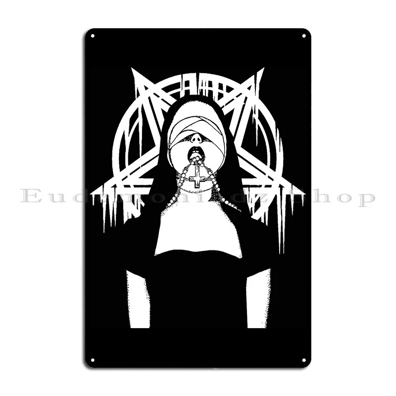 Satan Nun Metal Plaque Pub Mural Garage Wall Plaque Designer Wall Mural Tin Sign Poster