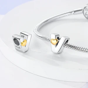 سحر الخرز الفضي لصنع المجوهرات DIY ، 925 سوارا أصليا ، الحب ، 26 سلسلة رسائل إنجليزية ، يصلح للباندورا ، مجوهرات عيد ميلاد أفضل 10 حبات مبيعا بالحروف - رقم 7