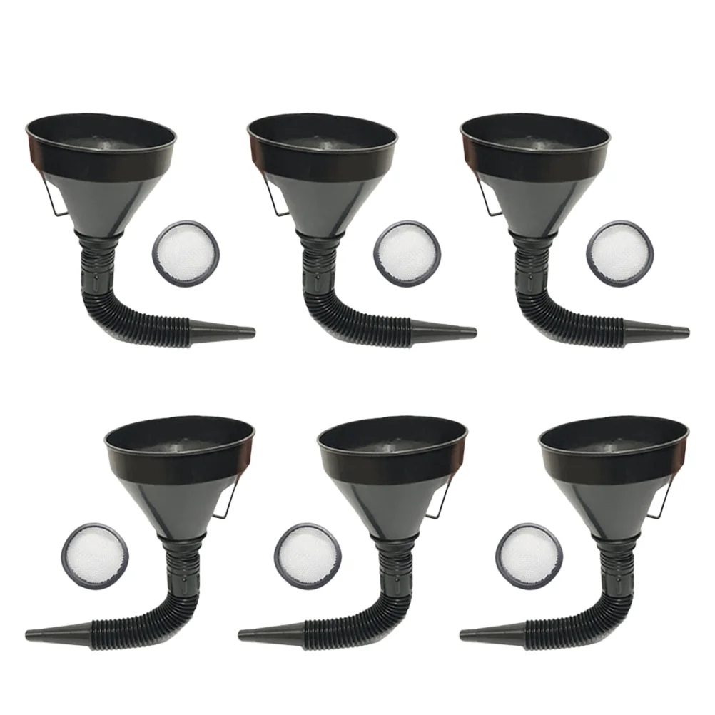 

6Pcs Professional Thickened Engine Oil Fluids Gasoline Liquids Kerosene Funnel Auto Motorcycle Plastic Funnel with Mesh Screen F