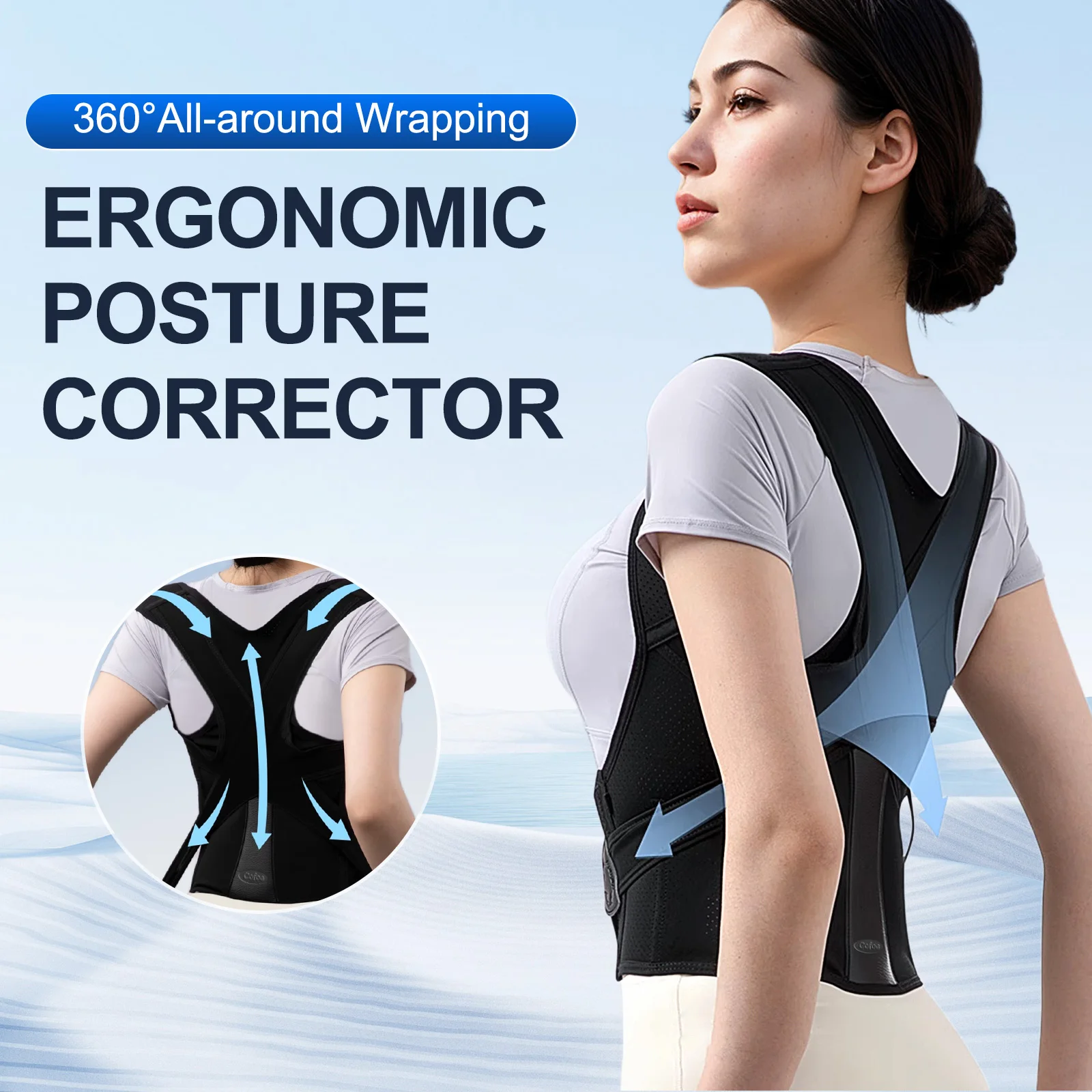 Breathable Elastic Waist & Back Posture Corrector Skin-Friendly Material Adjustable Back Brace Spine Lumbar Support