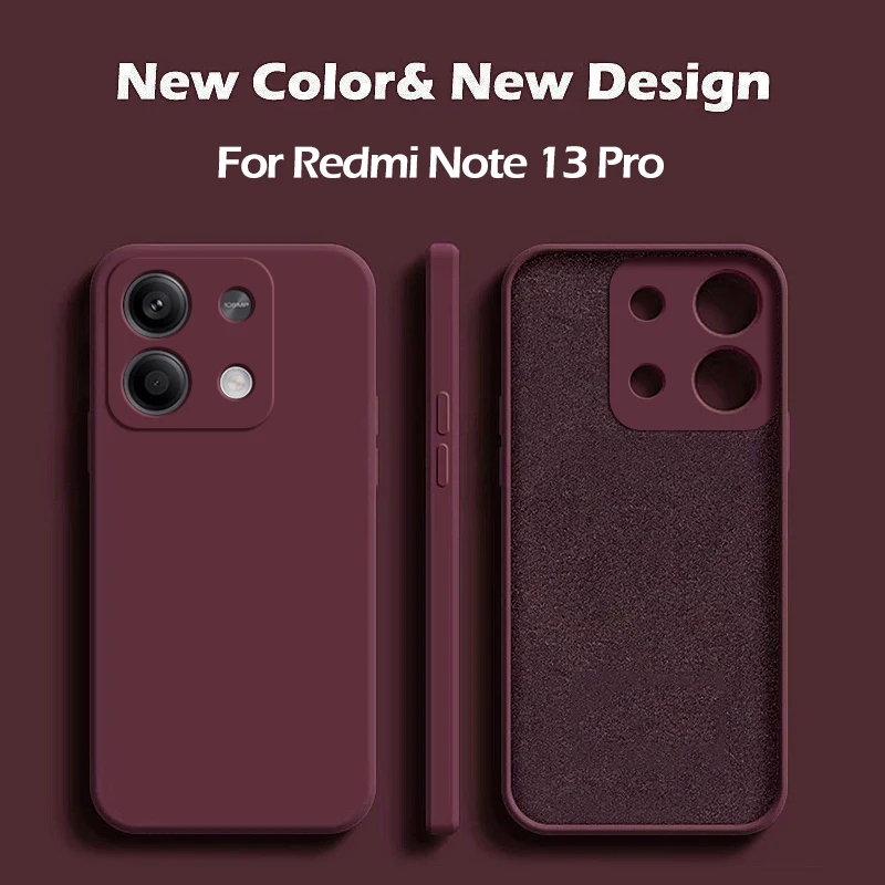 Redmi Note 13 Pro 4G Case Square Liquid Silicone Soft TPU Cover For Xiaomi Redmi Note 13 Note13pro Plus Note13 Pro 4G Phone Case