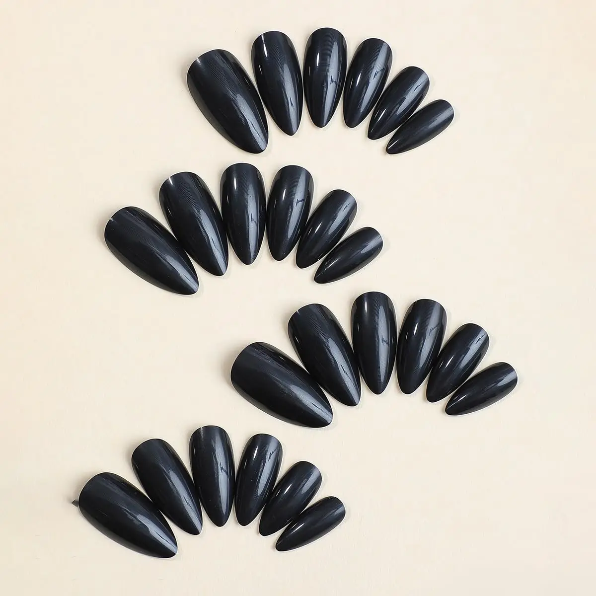 100Pcs Almond Press on Nails Medium Length Fake Nails Black Matte Almond False Nail Tips Artificial Fingernail Extend Fake Nails view 3