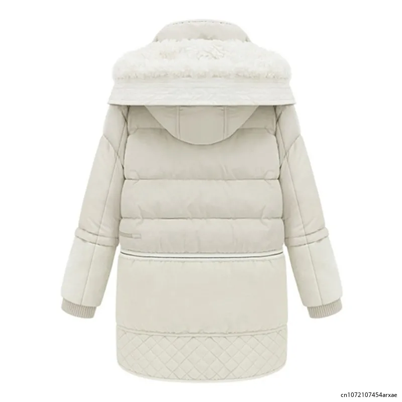 Parka gruesa de algodón con capucha para mujer, abrigo cálido con forro acolchado, elegante y ajustado, novedad de 2024