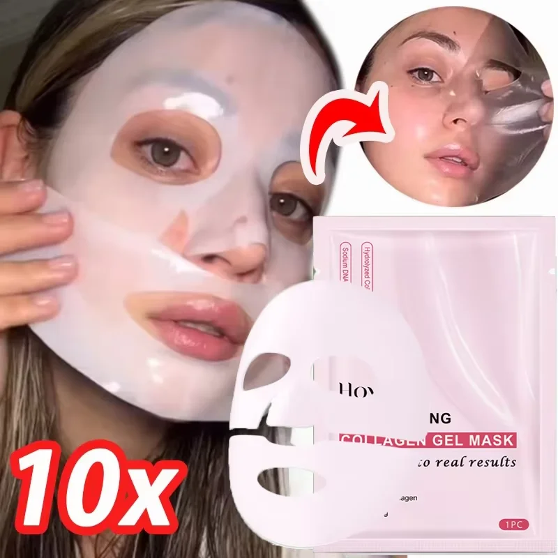 

Pink Bio-Collagen Face Mask Anti-Wrinkle Firming Lift Deep Hydrating Overnight Mask Shrink Pores Brightening Repair Skin Care