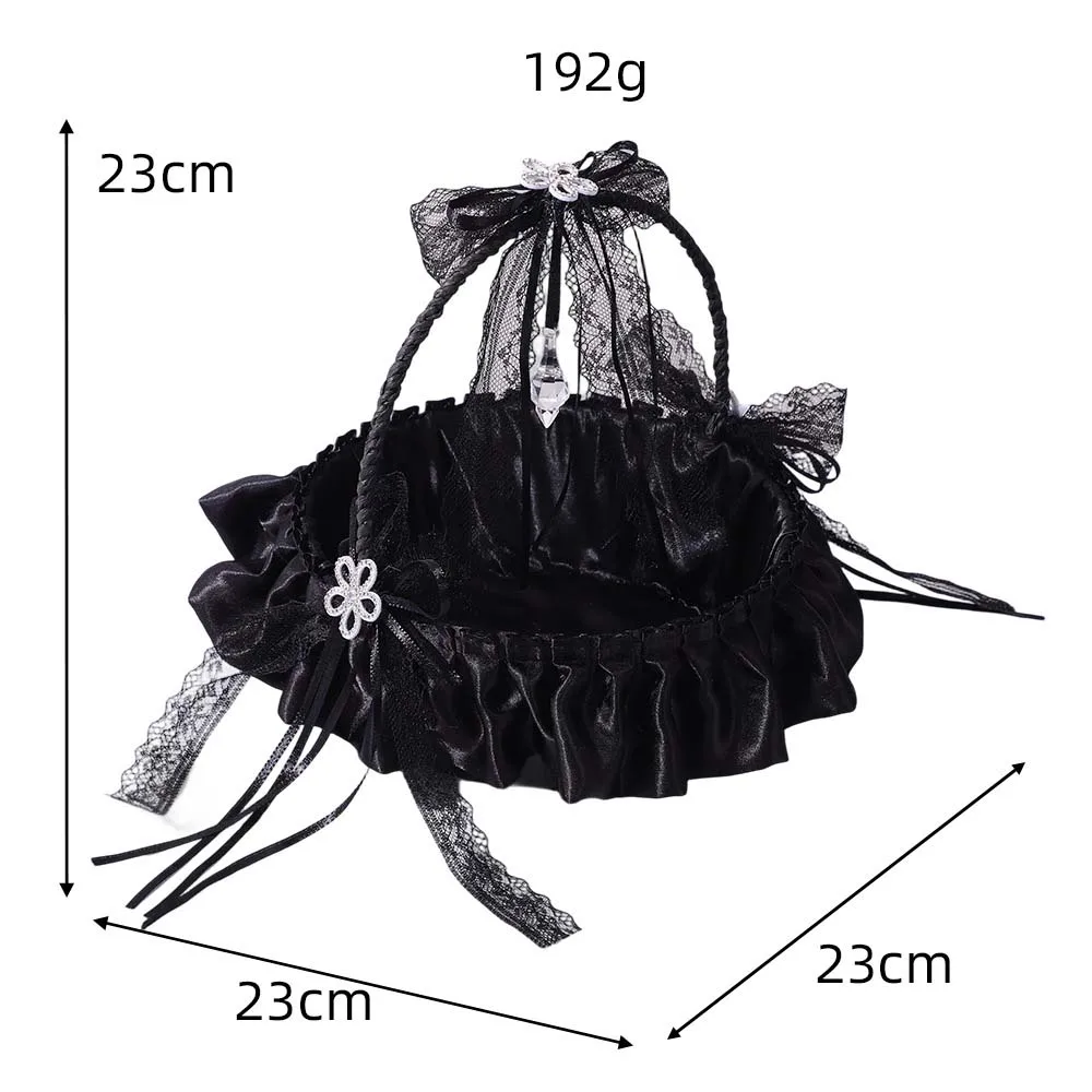 Black matte flower basket, new flower girl, sprinkle blue, fashionable and luxurious Halloween small flower basket, Vinaya black
