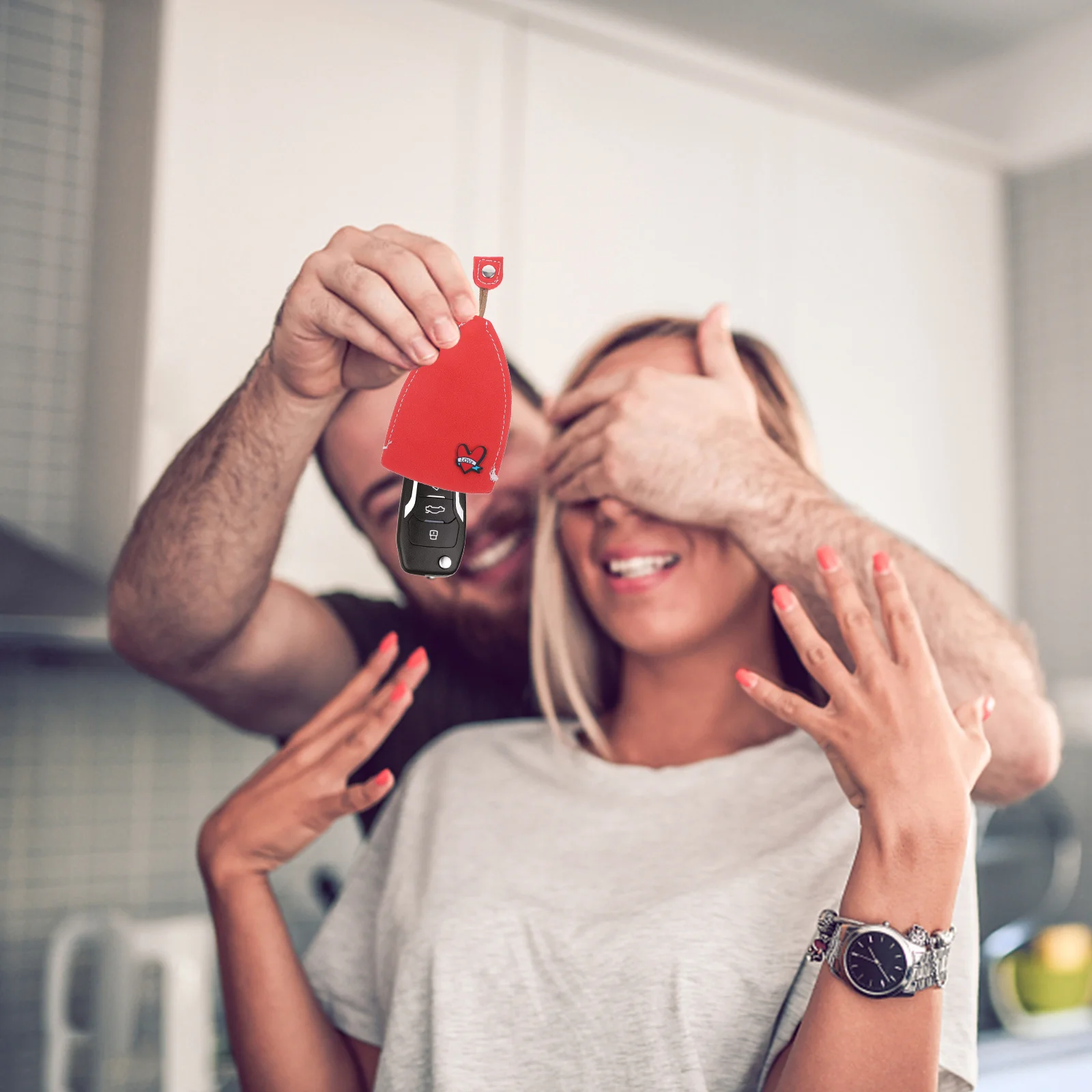 

4Pcs Car Key Case Pull Out Key Fob Cover Supple PU Protective Sleeve for House Vehicle Keys Compact Signal Safe Design