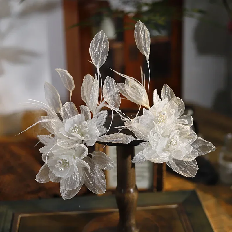 

Yarn Flower Feather Bridal Headwear Bubble Petals Hair Clip Wedding Hair Accessories