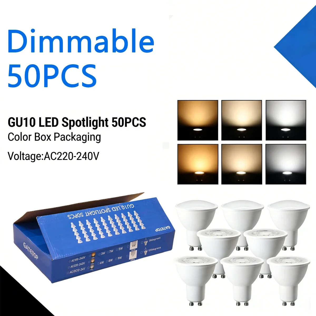 50pcs-dimmable-gu10-led-spotlight-bulb-ac220v-3w-9w-3000k-6000k-warm-cool-white-lamp-for-home-hotel-mall-commercial-lighting