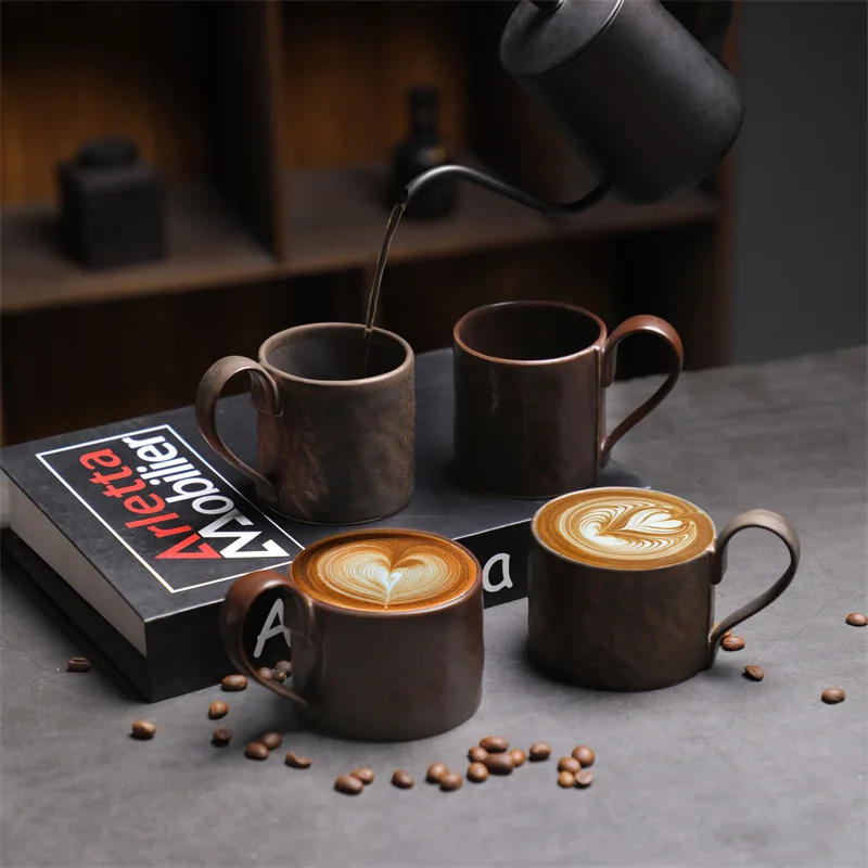 Creative Vintage Gilded Ceramic Coffee Mug Art Stoneware Breakfast Milk Teacup Art Couple Mug 200ml Drinkware Home Decoration