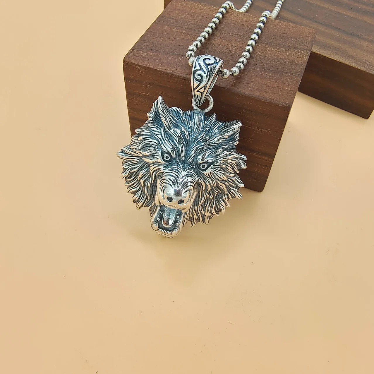 Boutique Men's Unique Tibetan Silver Wolf Pendant Necklace Accessories