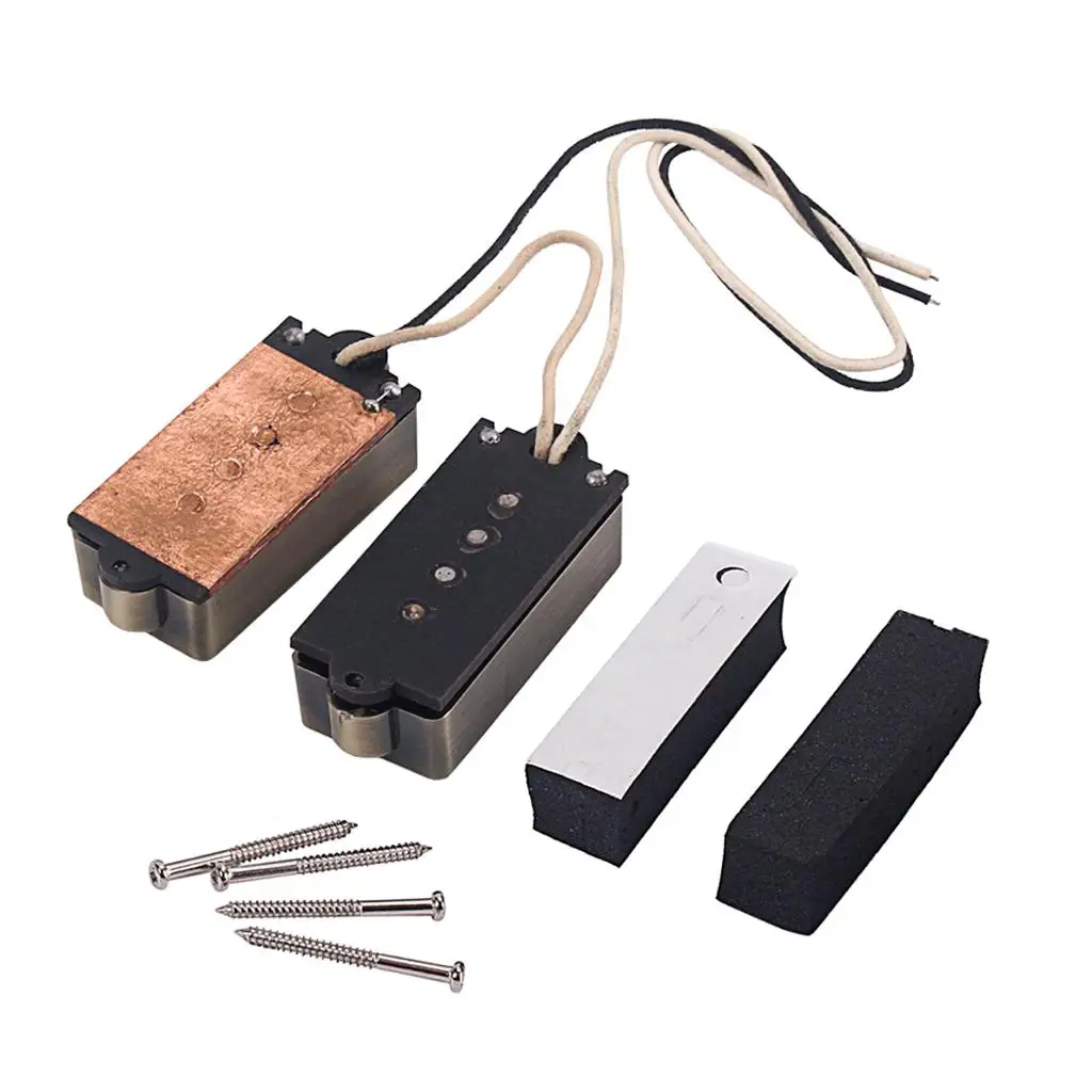 Bass Guitar Pickup Neck Bridge Set with Alnico V Magnets Classic Tone Sound Pickup for 4 String Precision Bass Instruments - view 5