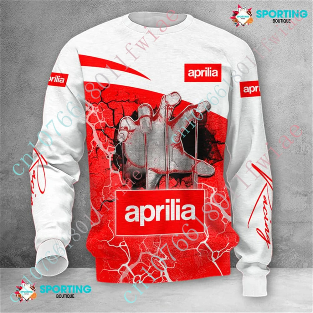 Aprilia-Camiseta Anime Masculina e Feminina de Manga Comprida O Pescoço, Logotipo Personalizado, Moletom Harajuku, Camisetas Unissex, Roupa Casual, Luxo