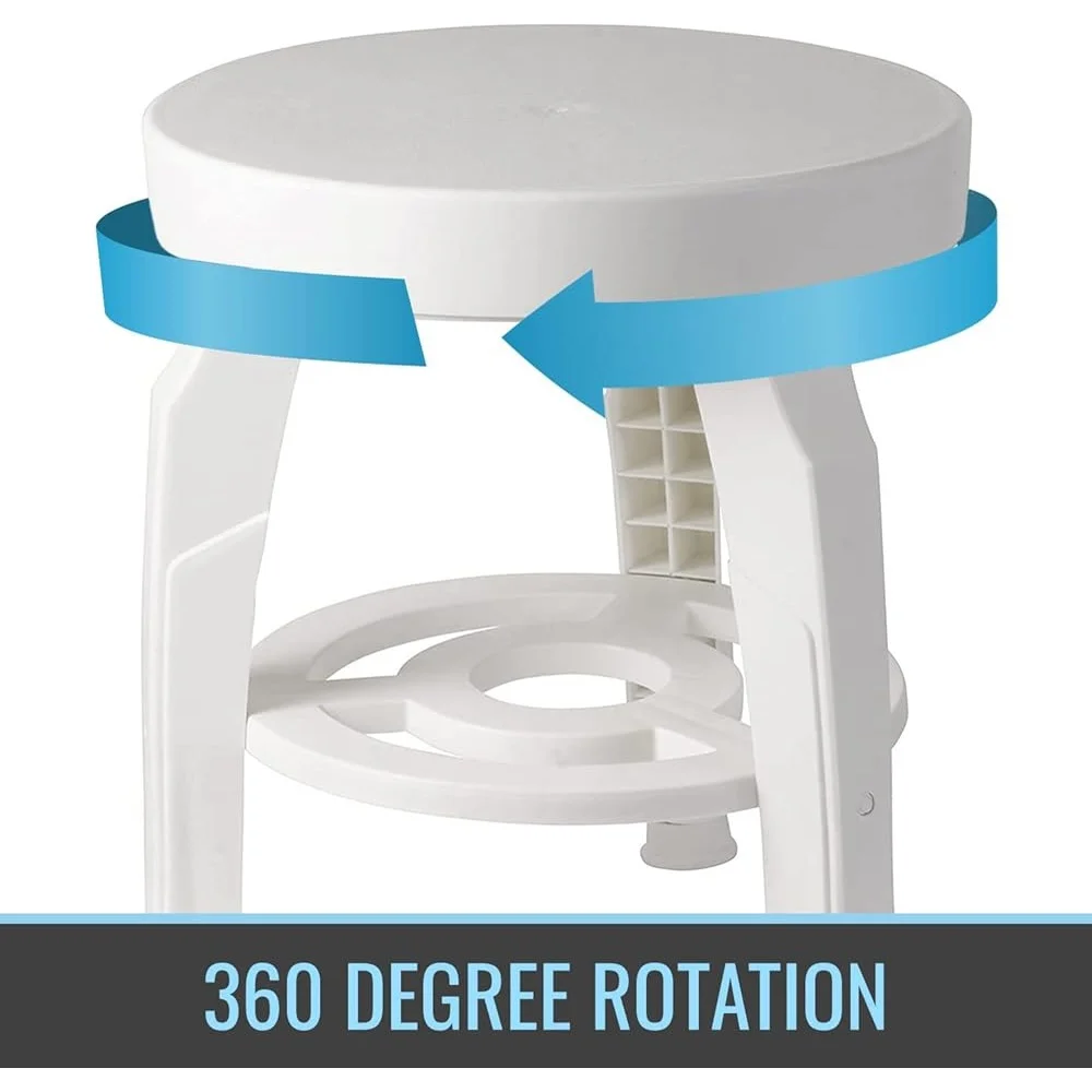 Kursi Mandi Putar dengan Rak Penyimpanan, Kursi Mandi Berputar, Perakitan Tanpa Alat, Kursi Mandi dengan Ketinggian yang Dapat Disesuaikan, Kapasitas 400 lbs