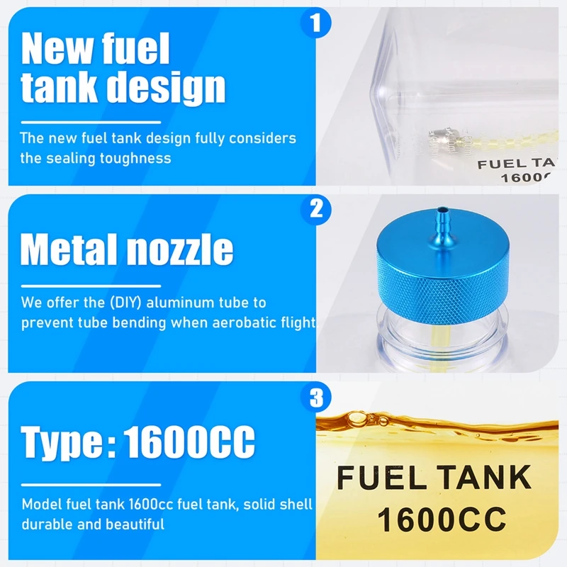 Zbiornik paliwa Benzyna Przezroczysta plastikowa butelka CNC do gazu i samolotu Nitro RC