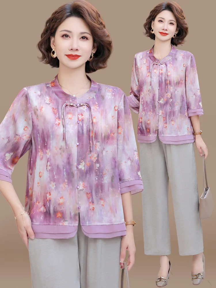 new-chinese-sle-summer-outfit-set-for-middle-aged-women-mom-2025-new-arrival-loose-fit-round-ne-single-button-irt
