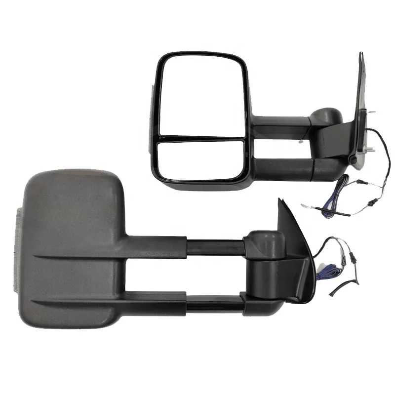 Black Electric Extendable Towing Mirrors For Hilux 2005-2015 Car Rearview Mirror LED Indicators Caravan Trailer