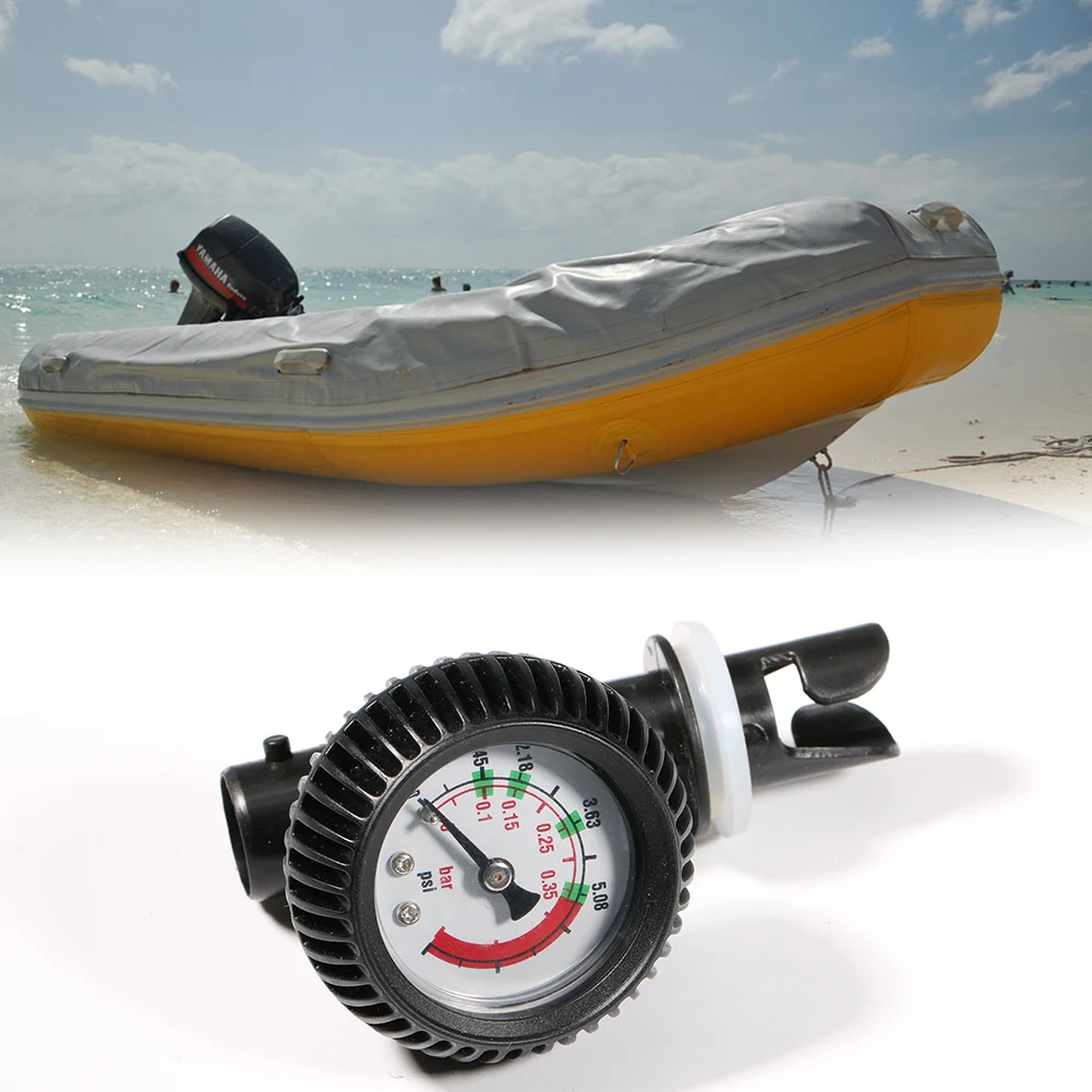 Air Pressure Gauge Inflatable Boat Pump Gas Meter 5 PSI Air Thermometer Kayak Test Air Valve Connector ABS Barometer
