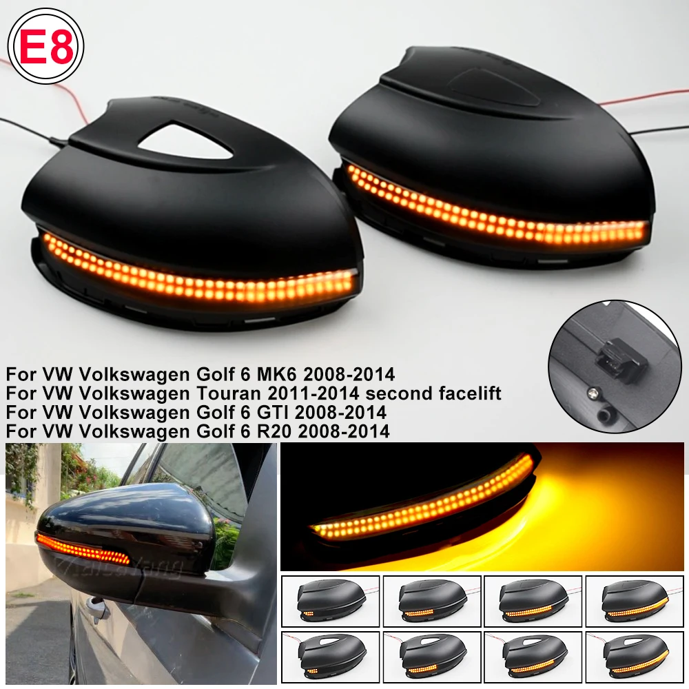 

For Volkswagen VW GOLF 6 VI MK6 GTI R line R20 Touran Dynamic Blinker LED Turn Signal Light Side Mirror Indicator Sequential