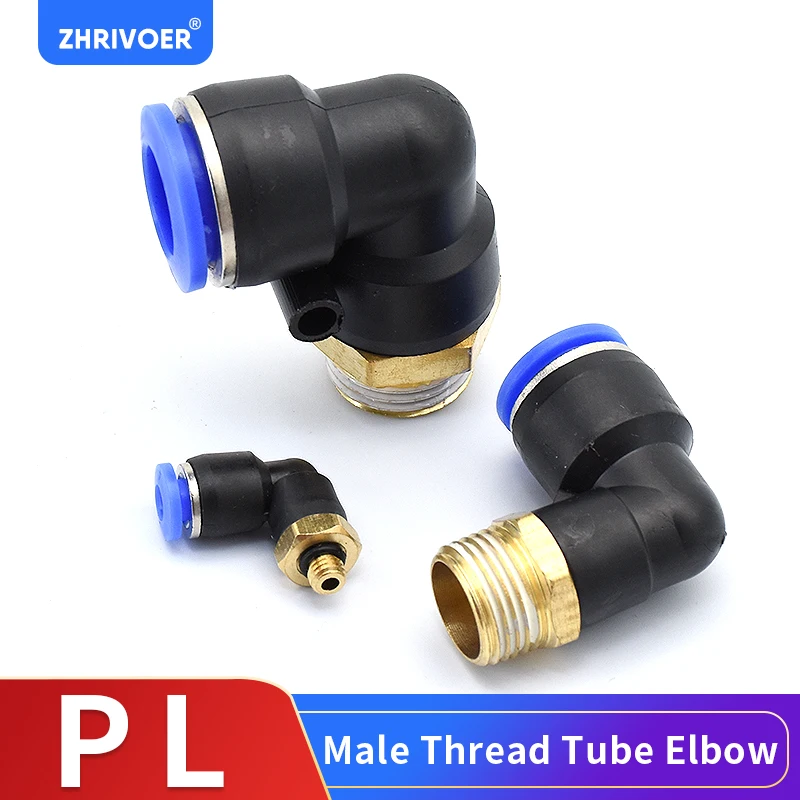 1 pcs PL Hose OD  M5 1/8'' 1/4'' 3/8'' 1/2'' -4 6 8 10 12mm Pneumatic Male Elbow Connector Tube  Air Push In Fitting