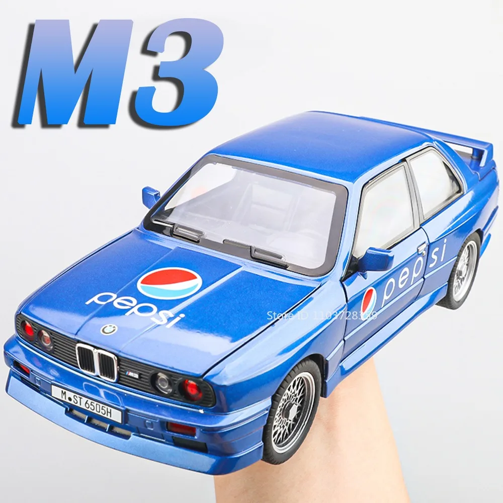 

1:24 M3 Miniature Model Toy Cars Alloy Diecast Sound Light Doors Opened Pull Back Shock Absorption Collection Models Kids Gifts