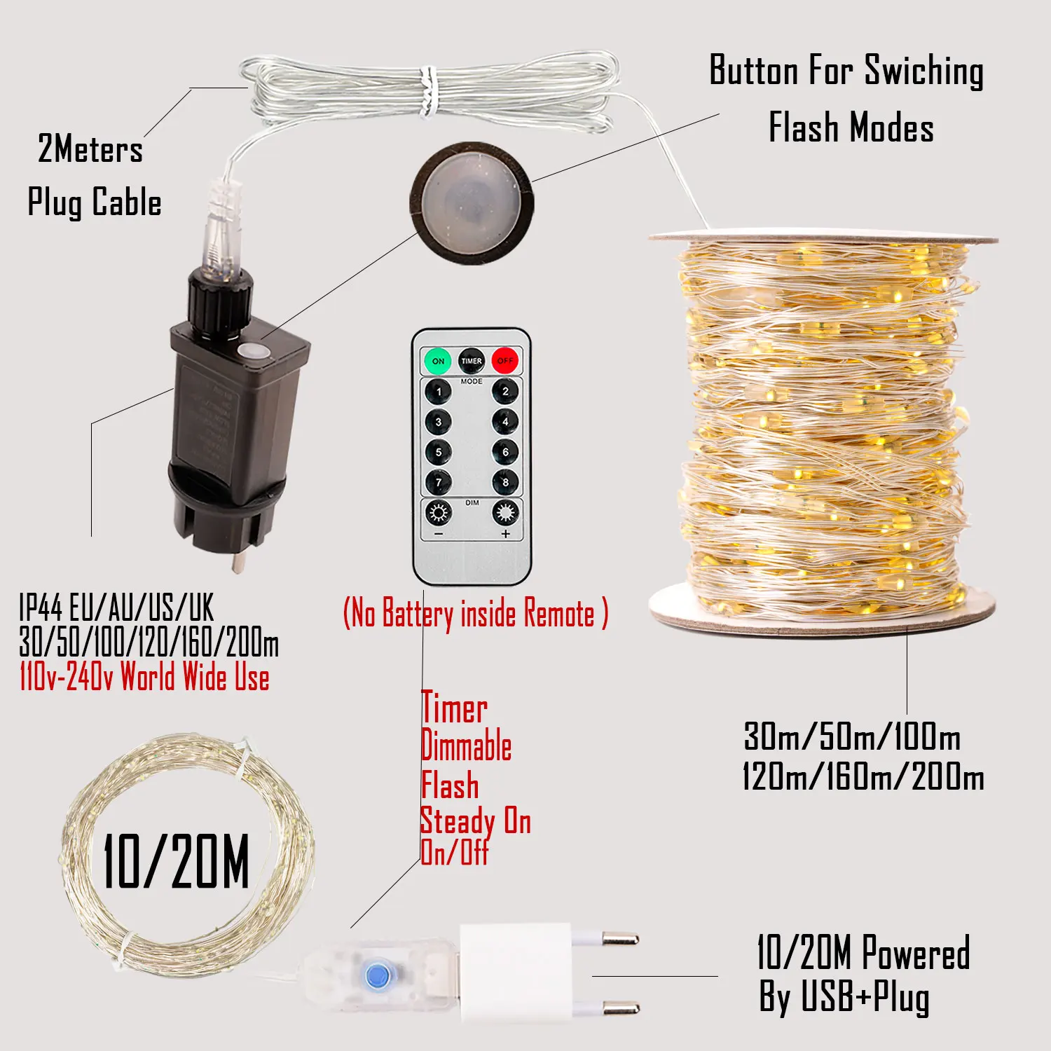 10/30/100/200Meters Garland Street Christmas LED String Lights Fairy lights Outdoor For Garden Tree Wedding Party Decoration