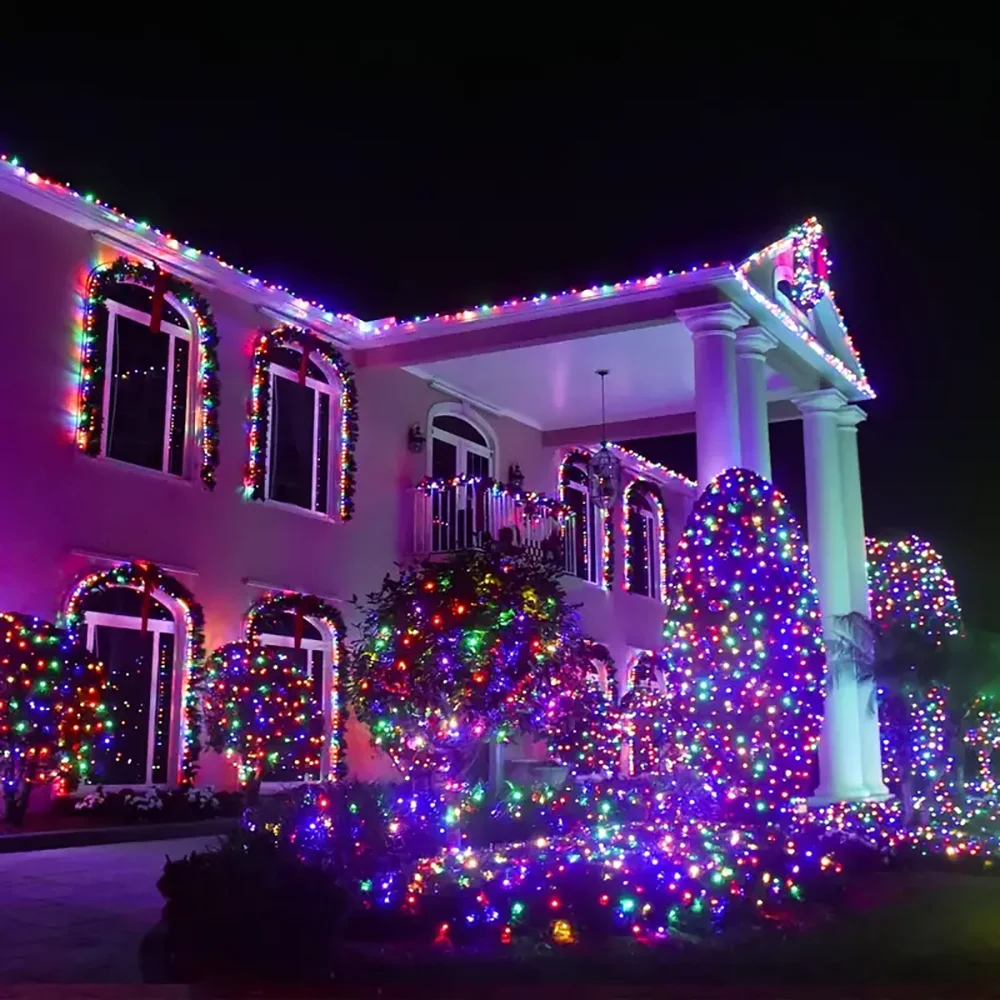 Luci a corda solari Lucine impermeabili per esterni Luce scintillante in filo d'argento 8 modalità per decorazioni di nozze per feste di Natale da giardino