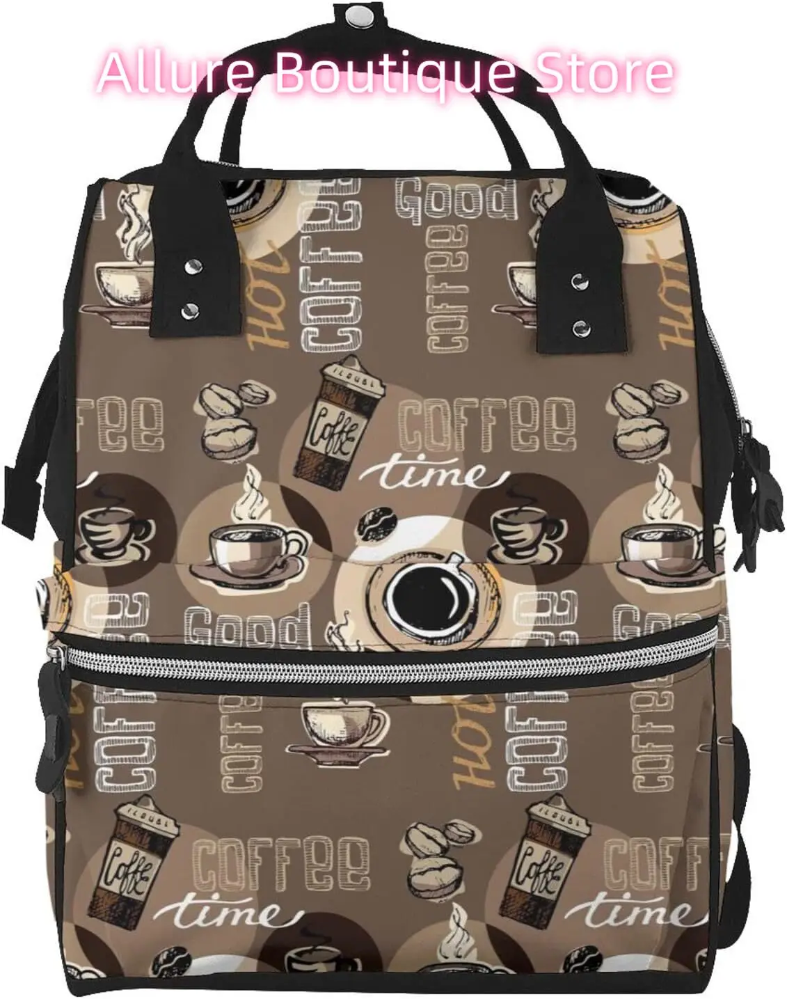 

Coffee Theme Diaper Bag Backpack for Women Large Capacity Nappy Bag Multifunction Waterproof Mummy Backpacks for Mom Dad Essenti