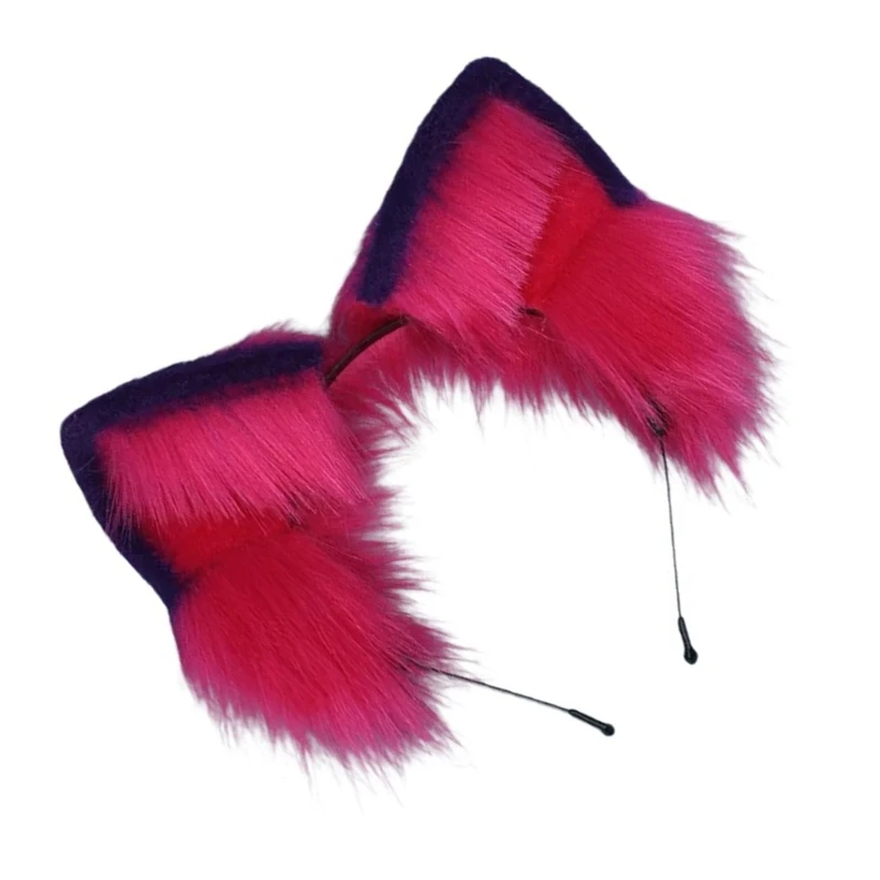 

Handmade Plush Foxes Cats Ears Headbands Faux Furs Tail Accessorise Animal Tail for Halloween Cosplays Party Costumes